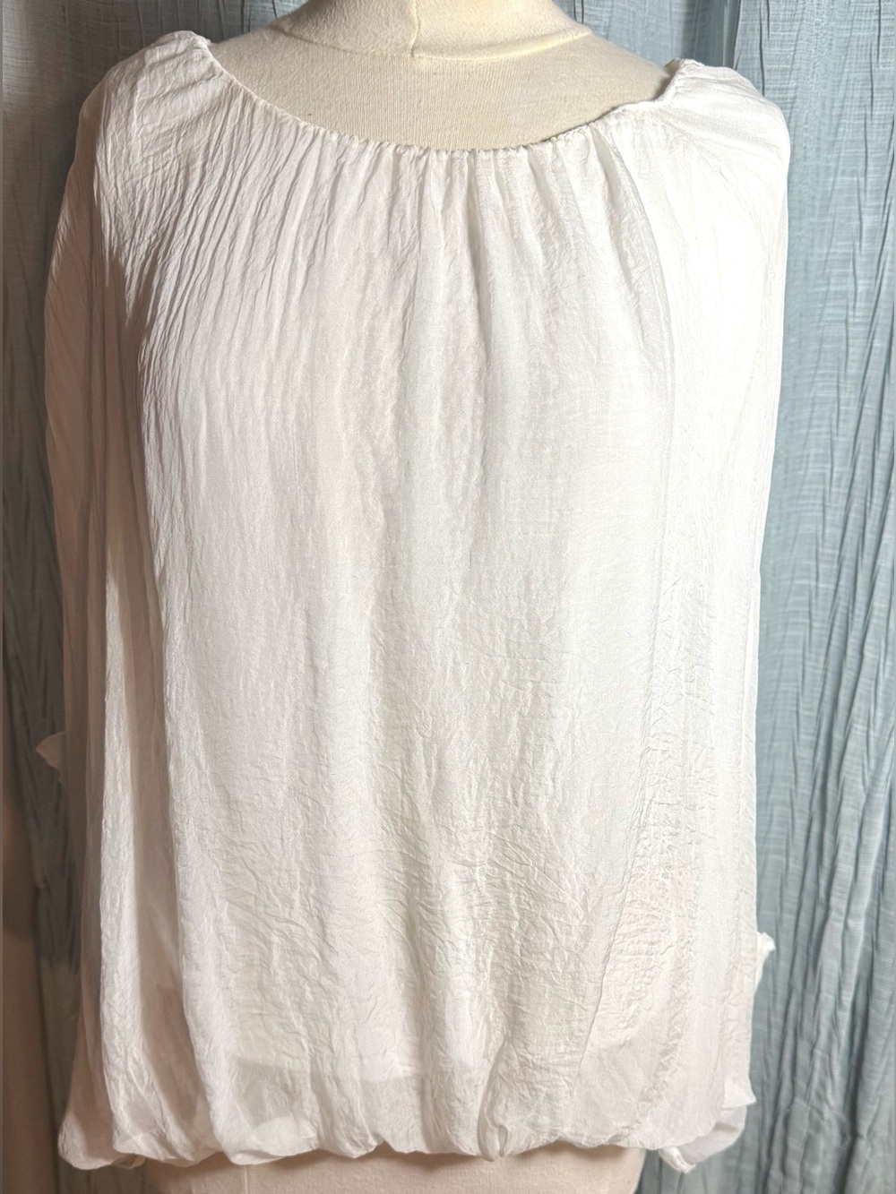 Women's Off-White Whimsical Peasant Blouse - Lightweight Gathered Top